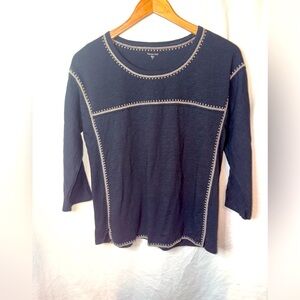 Garnet Hill Monroe Organic-Linen Jersey Knit 3/4 Sleeve Size Small Top